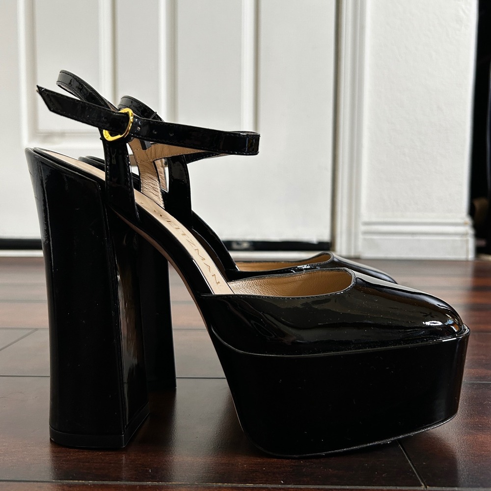 NWOB Stuart Weitzman Skyhigh 145 Chunky Platform Pumps Sz 8.5 Patent Leather Y2K
